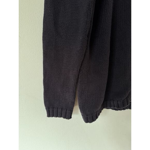 Lands End Navy Blue Chunky Full Zip Mock Neck Women’s Cardigan Sweater Small 6-8 - Picture 5 of 9